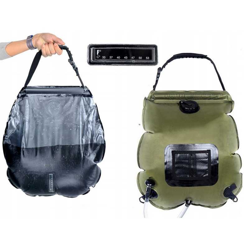 Saulės sodo dušas su termometro palapine 20l