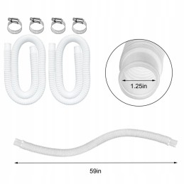 Pripučiamų baseino žarnų priedai 2 vamzdeliai 4 sagtys