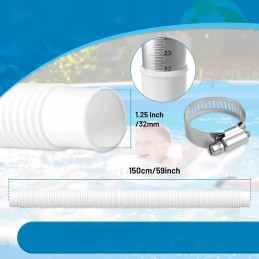 Baseino siurblio žarna 150cm 32mm intex siurbliui su žarnos spaustukais