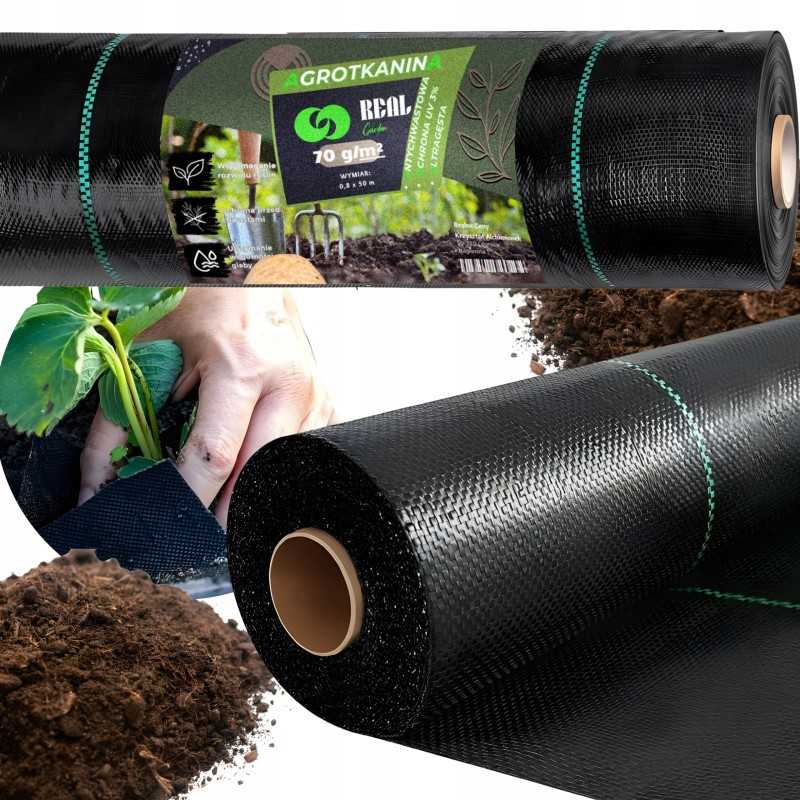 Agrotekstilė agrotekstilė juoda 70g 0,8x50m piktžolės uv3% kilimėlis nuo piktžolių