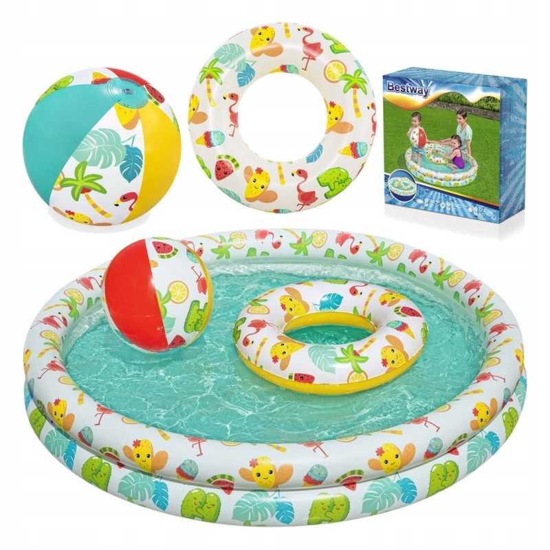 3in1 vaikų baseinas 122 x 20 cm kolko kamuolys bestway 51124