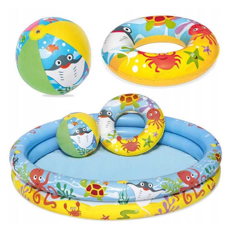 Bestway 51124 plaukimo baseino kamuoliukas apskritas irklavimo baseinas 122cm 2 4 metai