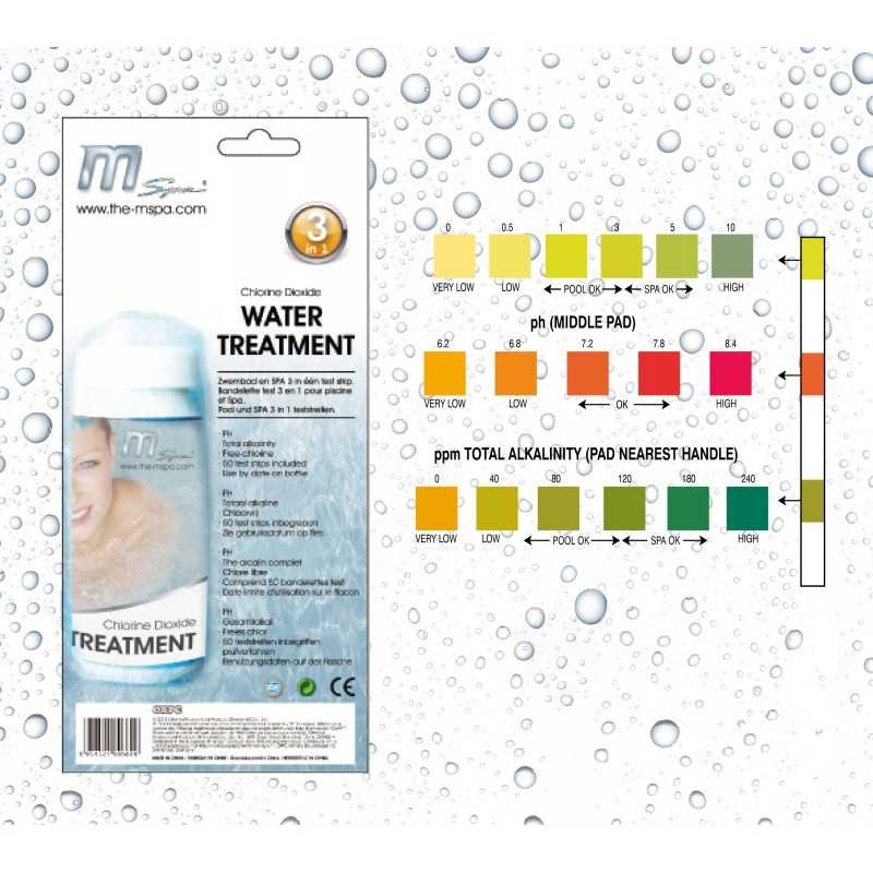 SPA baseino vandens tyrimo juostelės, vandens kokybės matavimo juostelės