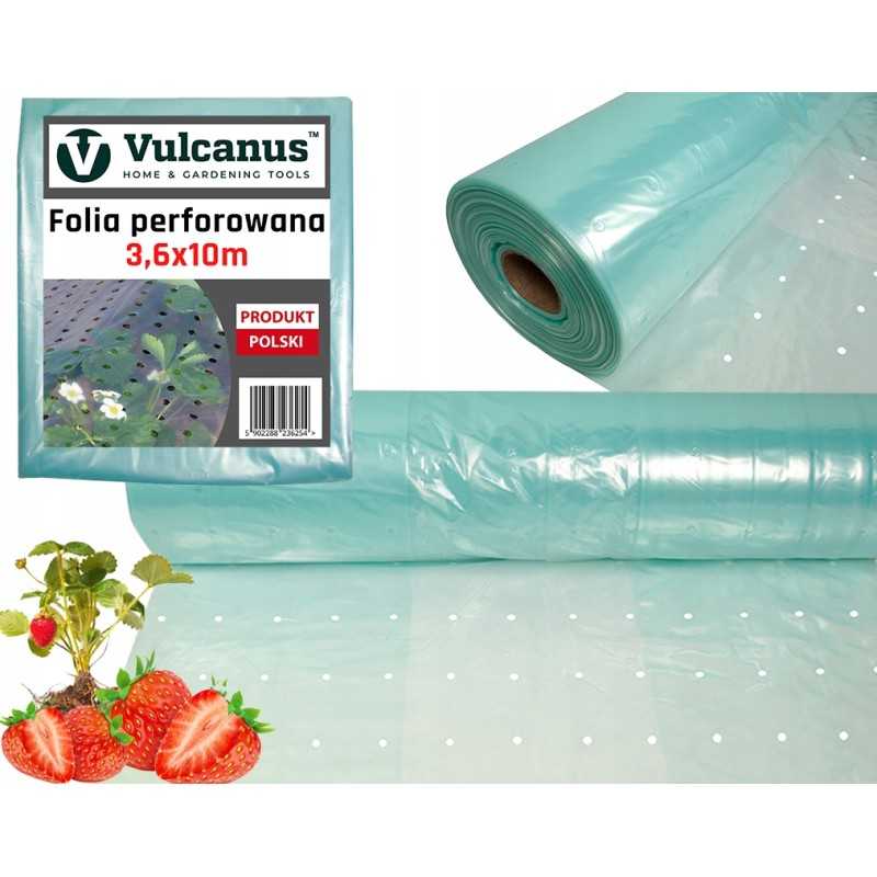 Perforuota dengiamoji folija Vulcanus Vua20r daržovėms su UV filtru, 3,6x10m, skaidri