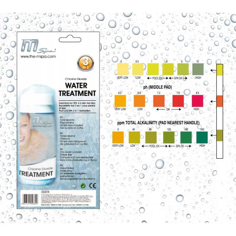 SPA baseino vandens tyrimo juostelės, vandens kokybės matavimo juostelės