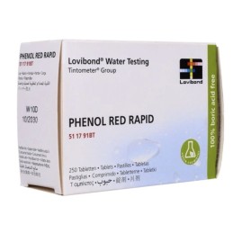 Fenolio raudonos greitojo testerio tabletės, skirtos baseino vandens pH tyrimui, naujos