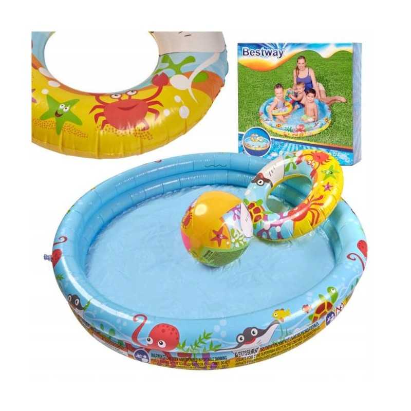 Bestway sodo komplektas, baseino kamuolys, irklavimo baseinas, 122 cm