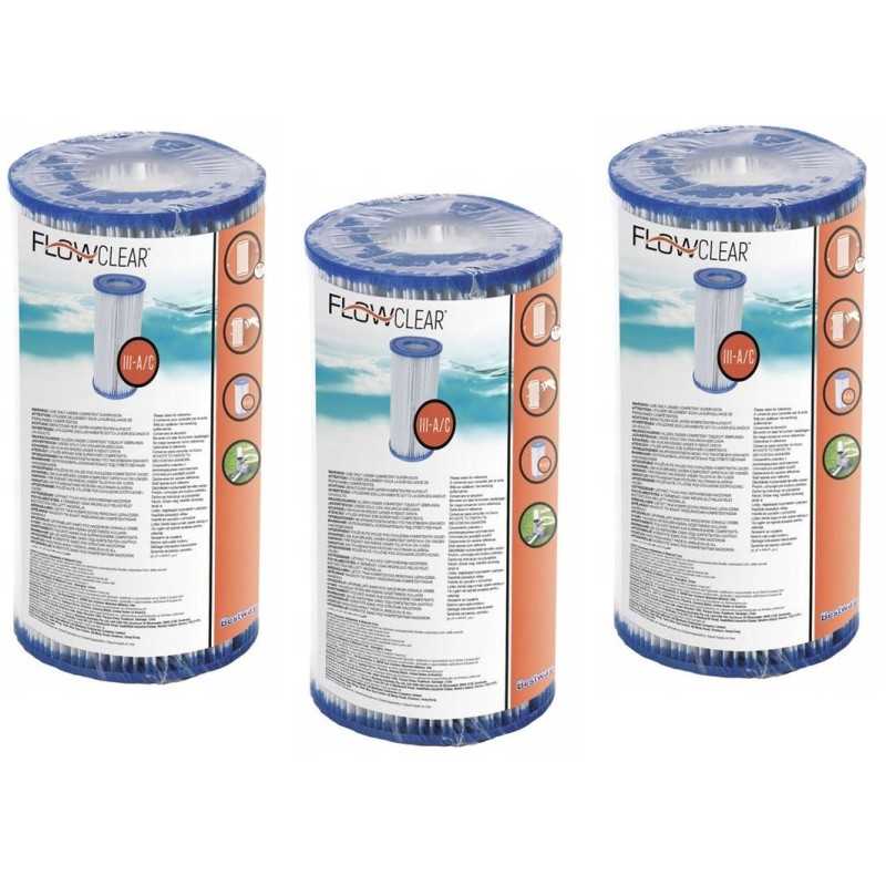 3x Bestway Type III 58012 filtras baseino siurbliui