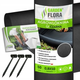 Agrotekstilė GF juoda 0,8x50m50g + smeigtukų komplektas