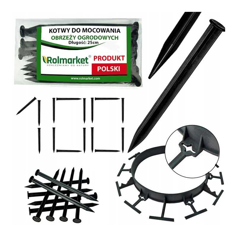 ✨ Universalūs tvirtinimo ankeriai (smeigtukai) apvadams: eco-bord, elasteo, randberg, polbord, b45, b58, bordeo - 25cm, 100 vnt.