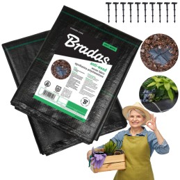 Tvirta juoda nuo piktžolių agrotekstilė 0,8x5m + inkarai