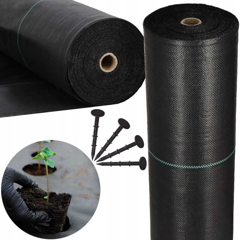 Juoda nuo piktžolių agrotekstilė 70g/m2 + tvirtinimo ankeriai 50vnt
