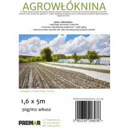 Agrotekstilė, balta danga, 1,6x5m, 30g/m2