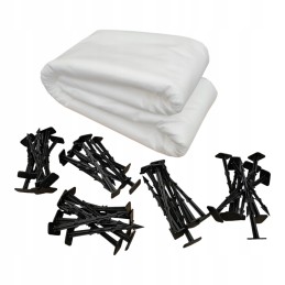 Agrotekstilės baltos dangos spyruoklinis mulčiavimas 50g p50 1,6x20m + 50 inkarų