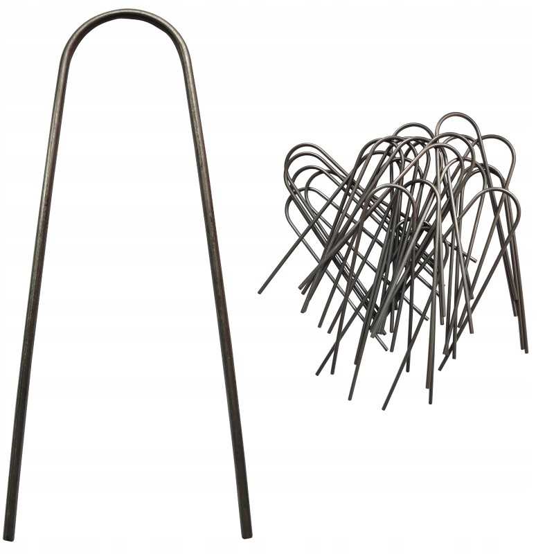 Metaliniai smeigtukai įvairių tipų agrotekstilei, agrotekstilei ir geotekstilei tvirtinti prie žemės, taip pat smeigtukai kurmių