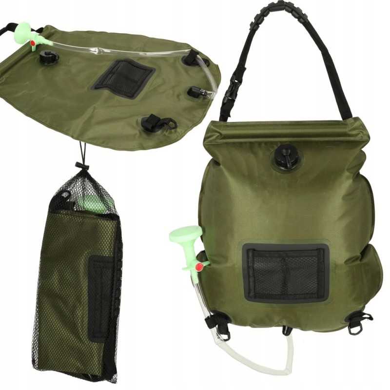 Kempingo saulės turistinis dušas 20l xxl su termometru