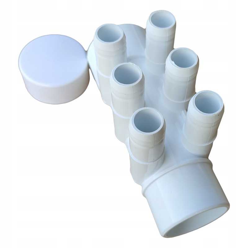 PVC kolektorius 6 vandens purkštukams sodo kubilui, sūkurinei voniai, vandens masažo statinėms