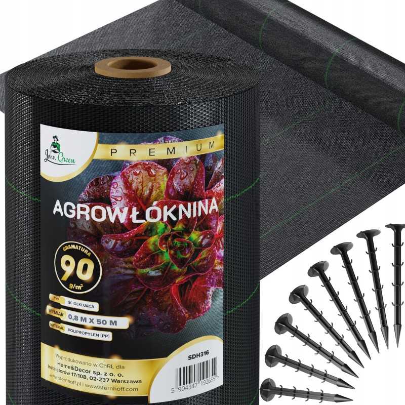 Storos nuo piktžolių agrotekstilės rinkinys 90g, agrotekstilė 0,8x50m + 50 smeigtukų