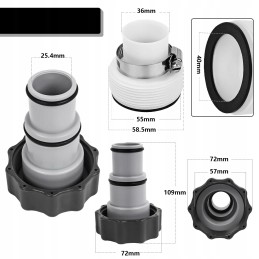 Sumažinimo jungtis siurblių žarnoms, baseino žarnos, 4 vnt
