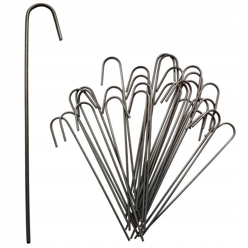 Metaliniai smeigtukai įvairių tipų agrotekstilei, agrotekstilei ir geotekstilei tvirtinti prie žemės, taip pat smeigtukai kurmių