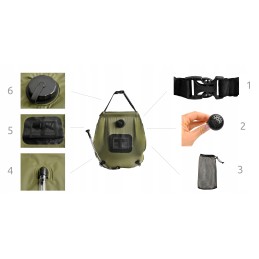 Turistinis dušas, lauko termometras, 20l, stiprus