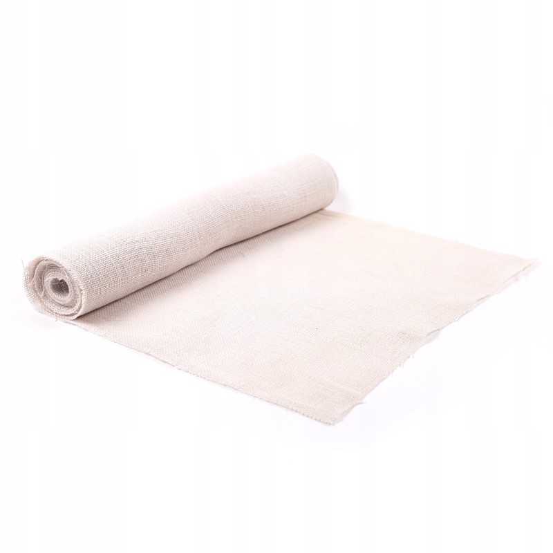 Baltas džiuto audinys, balintas džiutas, 50 cm metrais