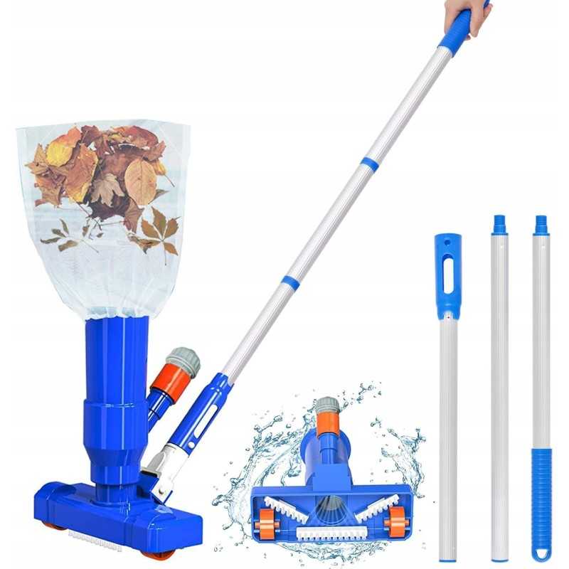 Baseino dulkių siurblys 130 cm su šepetėliu ir 3 spiralėmis dugno valymui