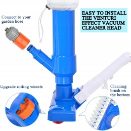 Baseino dulkių siurblys 130 cm su šepetėliu ir 3 spiralėmis dugno valymui