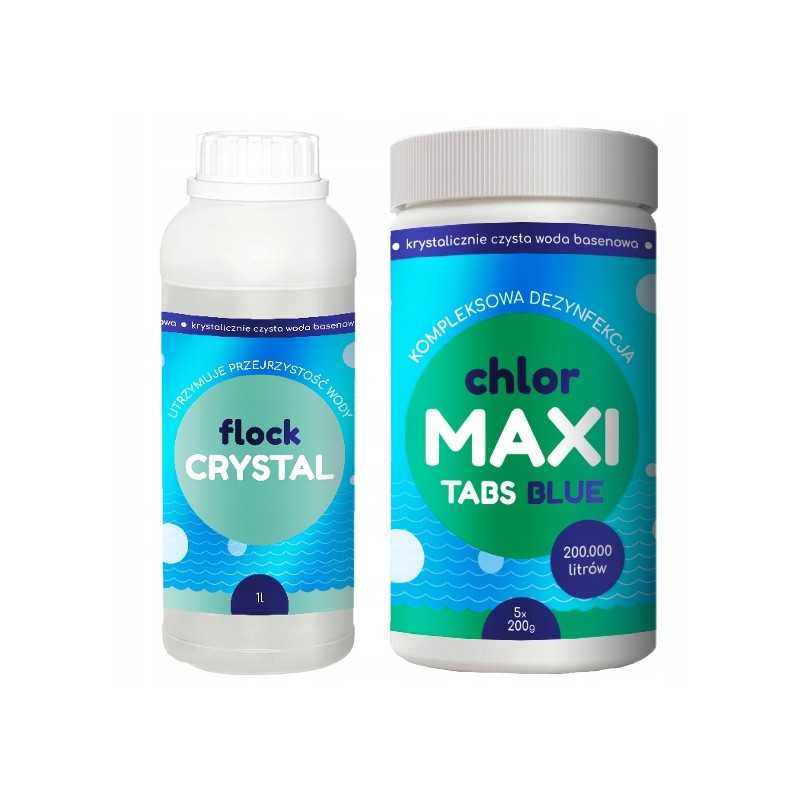 Flock Crystal Coagulant Chlorine maxi tabs blue fast blue professional