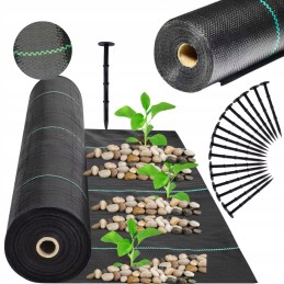 Juoda revento agrotekstilė 1,1 m x 50 m / 70g/m2 + inkarai