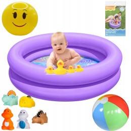 Violetinis pripučiamas baseinas 61 cm mažylio bestway kamuoliui ir žaislų rinkiniui