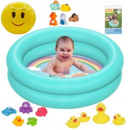 Pripučiamas baseinas, mėlynas, 61 cm, mažyliui, bestway, kamuolys ir žaislų rinkinys