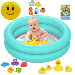 Pripučiamas baseinas, mėlynas, 61 cm, mažyliui, bestway, kamuolys ir žaislų rinkinys