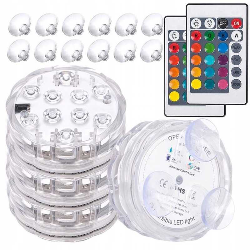 4x povandeninio baseino apšvietimas RGB LED lempa su nuotolinio valdymo pulteliu