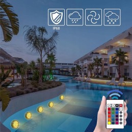 4x povandeninio baseino apšvietimas RGB LED lempa su nuotolinio valdymo pulteliu