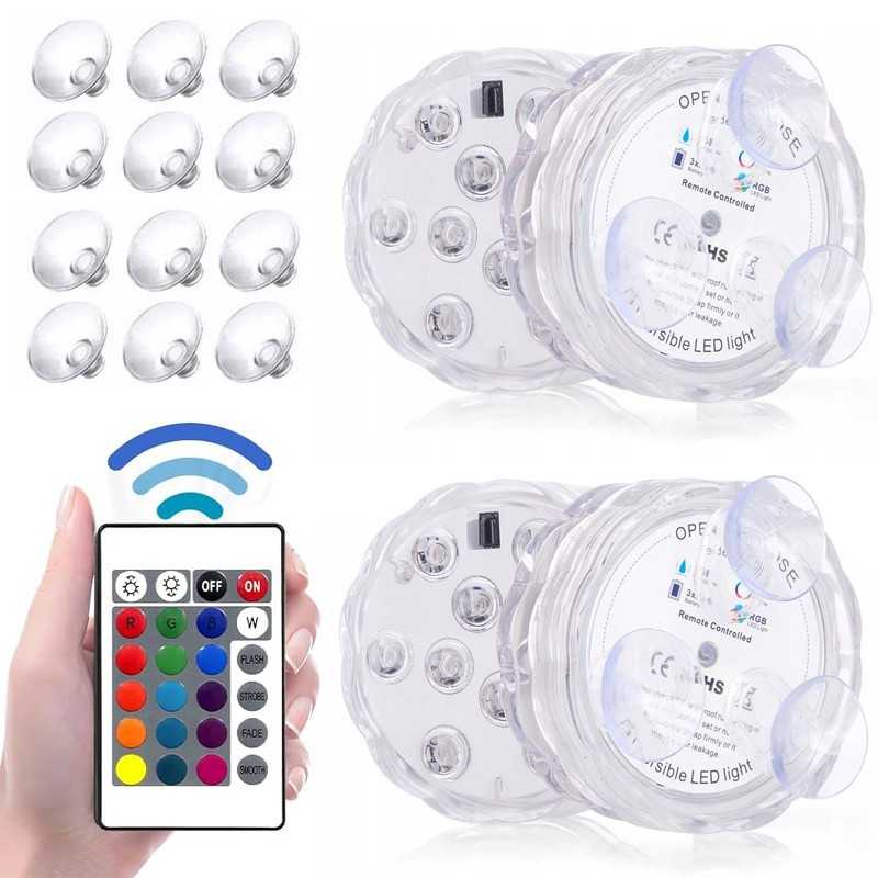 4x povandeninio baseino apšvietimas RGB LED lempa su nuotolinio valdymo pulteliu