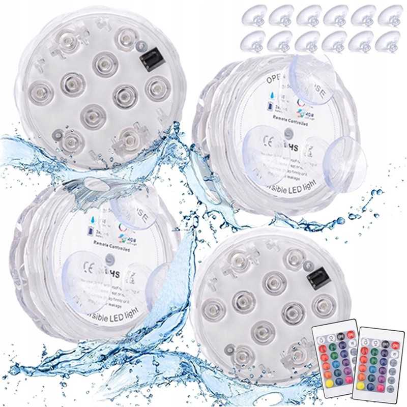4x baseino SPA apšvietimas povandeninis baseinas LED RGB apšvietimas su IP68 nuotolinio valdymo pulteliu