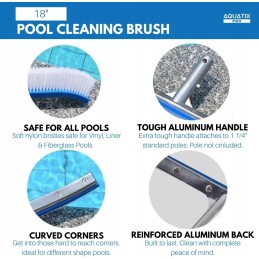 Aukščiausios kokybės 45 cm aliuminio baseino valymo šepetys su segtukais