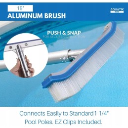 Aukščiausios kokybės 45 cm aliuminio baseino valymo šepetys su segtukais