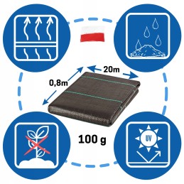 Agrotkanina juodas nuo piktžolių pledas UV 100g 0,8x 20m premium