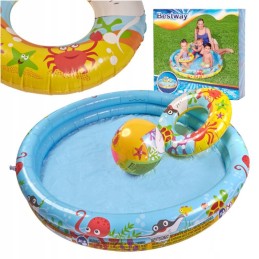 Bestway 51124 plaukimo baseino kamuoliukas apskritas irklavimo baseinas 122cm 2 4 metai