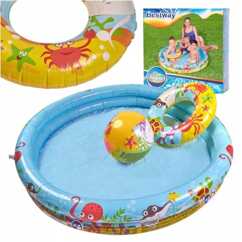 Bestway 51124 plaukimo baseino kamuoliukas apskritas irklavimo baseinas 122cm 2 4 metai