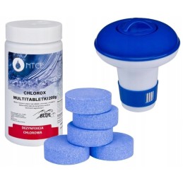 2in1 baseino chloro rinkinys, daugiafunkcinės mėlynos tabletės, 200g, didelis dozatorius