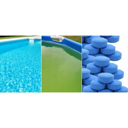 2in1 baseino chloro rinkinys, daugiafunkcinės mėlynos tabletės, 200g, didelis dozatorius