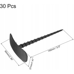 Spygliai spygliai inkarai smeigtukai sodas plastikas juodas rinkinys 30vnt