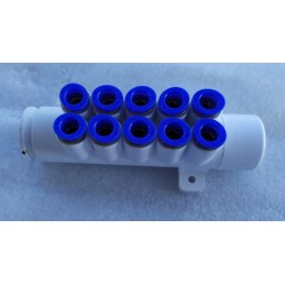 Skirstytuvas oro purkštukams su greitosiomis jungtimis, 8 mm žarna 10 purkštukų