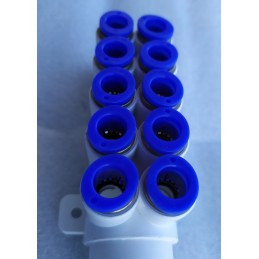 Skirstytuvas oro purkštukams su greitosiomis jungtimis, 8 mm žarna 10 purkštukų