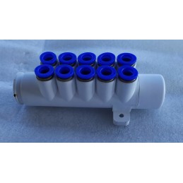 Skirstytuvas oro purkštukams su greitosiomis jungtimis, 8 mm žarna 10 purkštukų