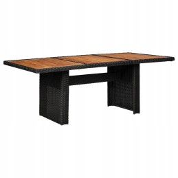 Sodo stalas, juodas, 200x100x74 cm, PE rotangas