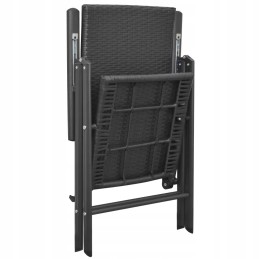 PE rotango sodo baldų komplektas, juodas, 79x79x74 cm, 55x64x105 cm